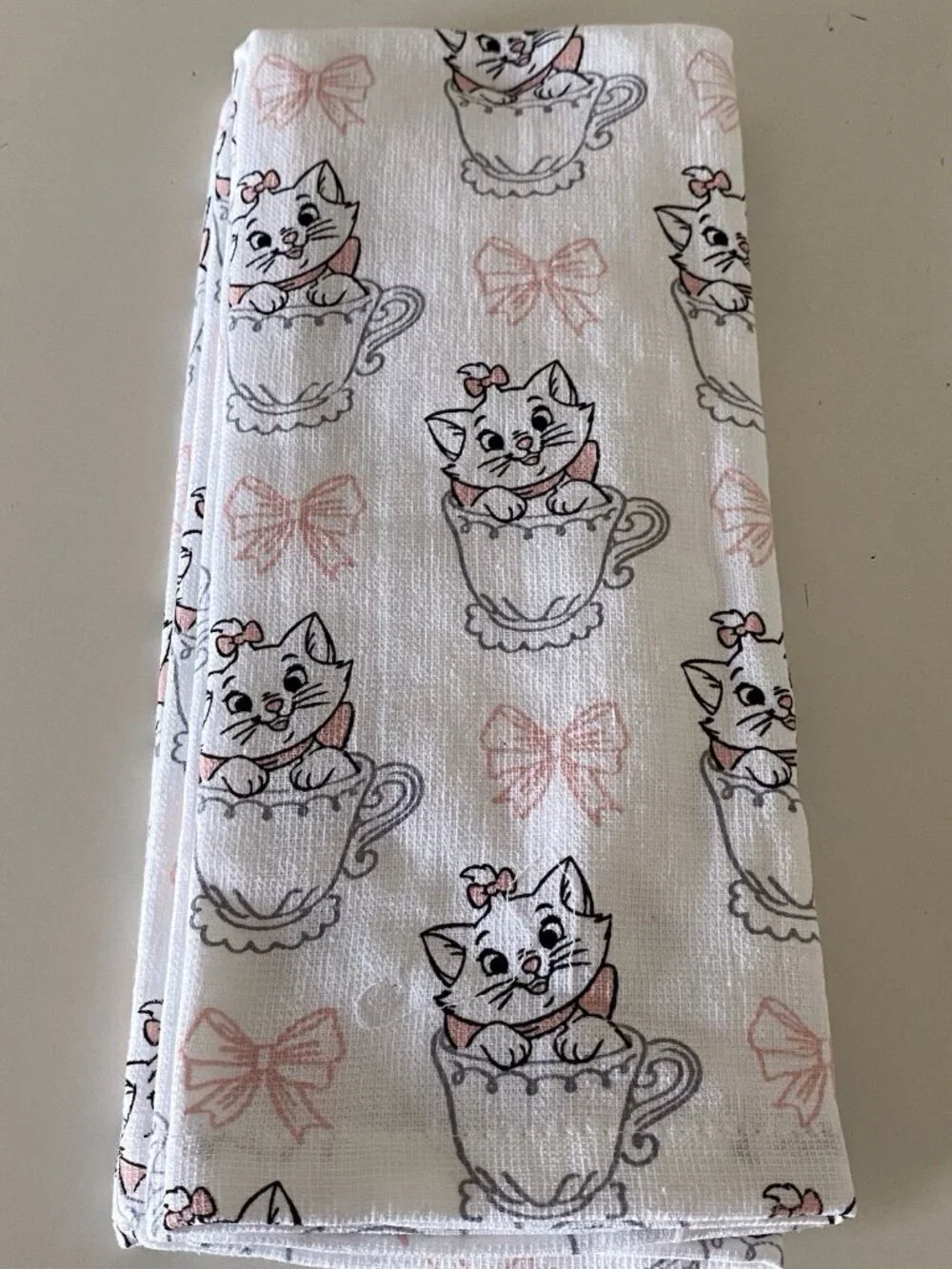 2 Pk Disney The Aristocats‎ Marie Teacup Pink Bows Kitchen Towels 16” X 26” NEW